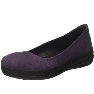 Fitflop F-Sporty Ballerina Ballet Flats Purple Deep Plum Snake-embossed Size 8
